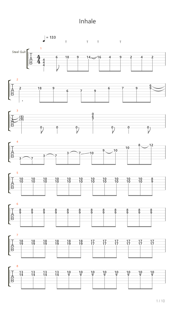 Inhale吉他谱