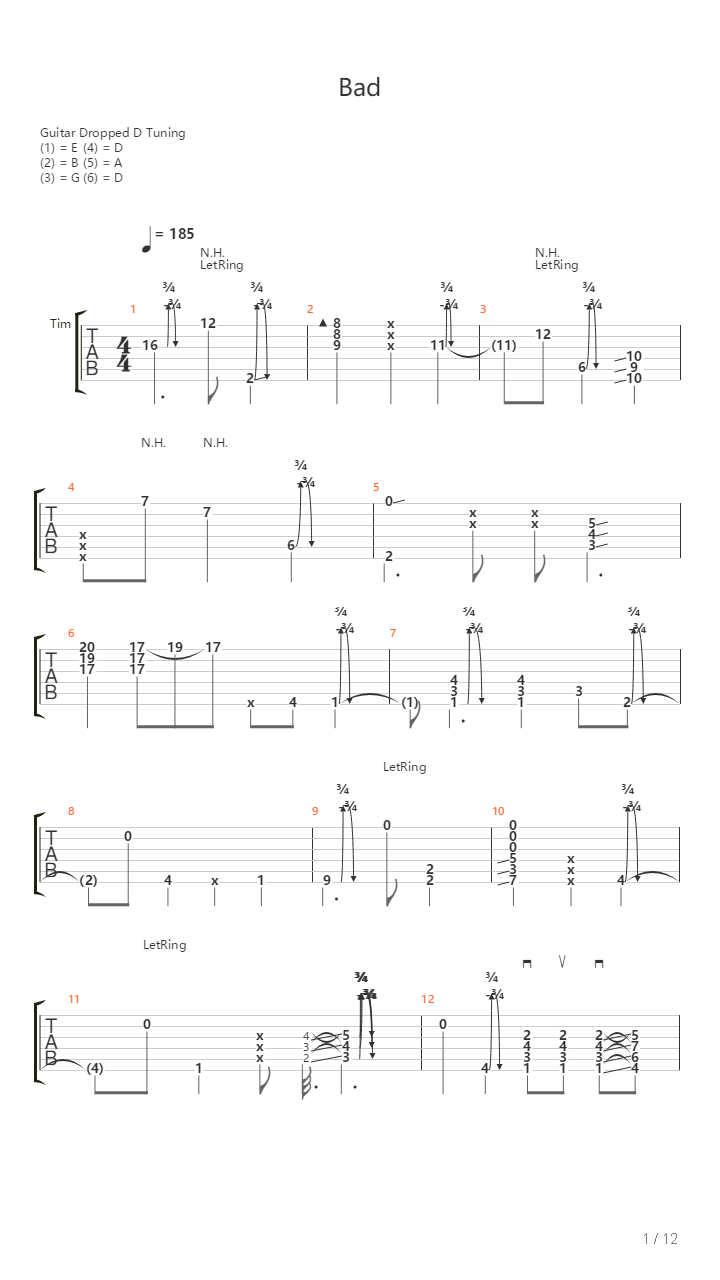 Bad吉他谱