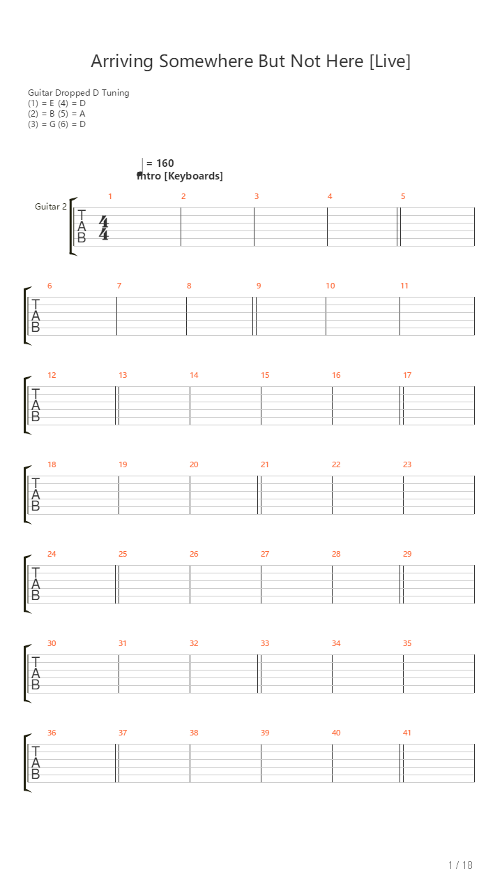 Arriving Somewhere But Not Here吉他谱