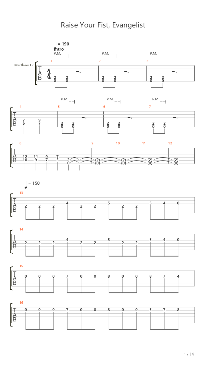 Raise Your Fist Evangelist吉他谱