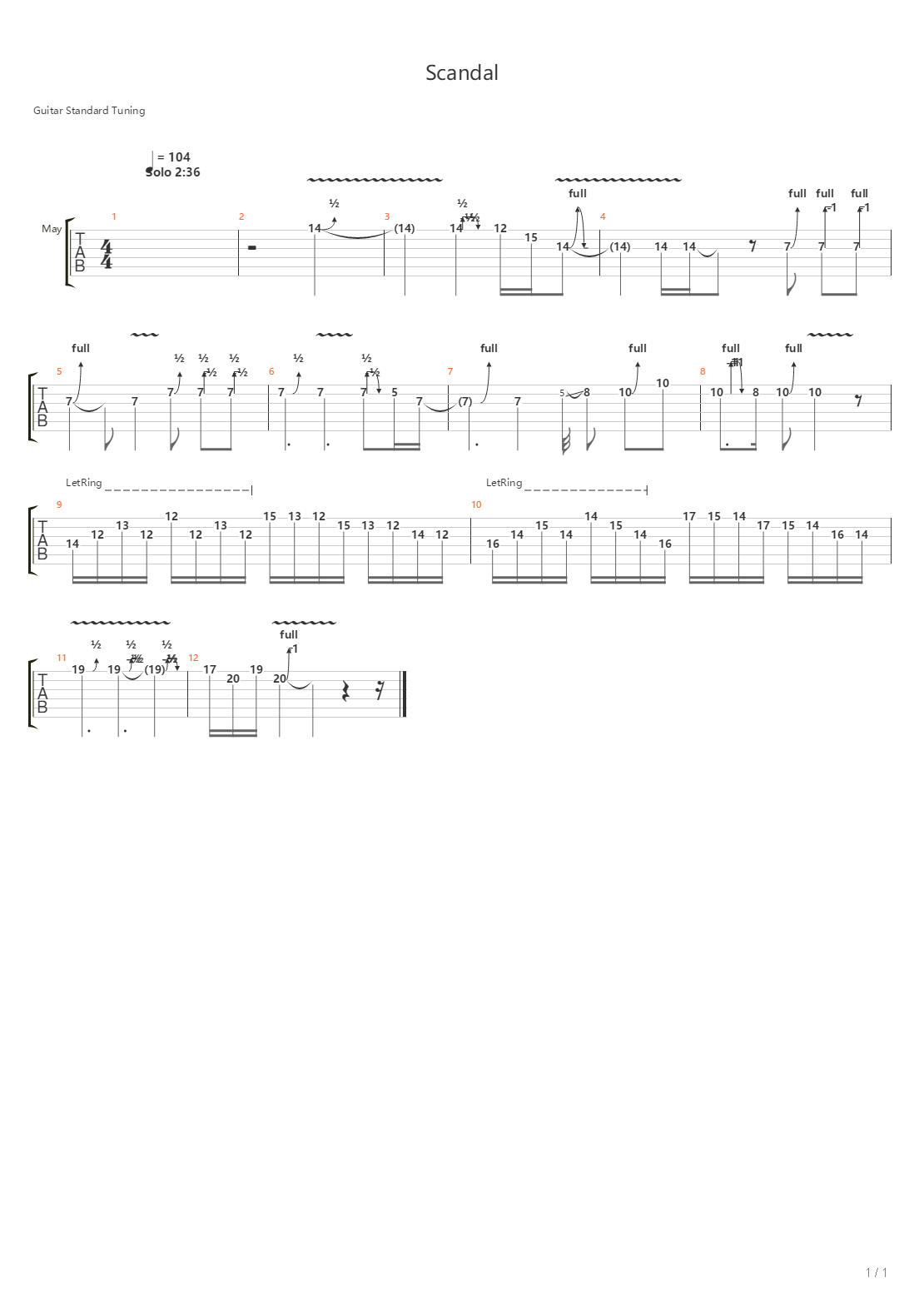 Scandal吉他谱