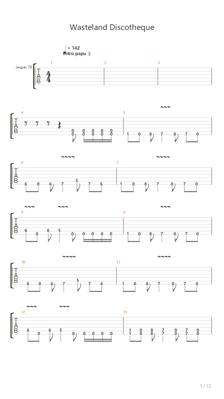 Wasteland Discotheque吉他谱
