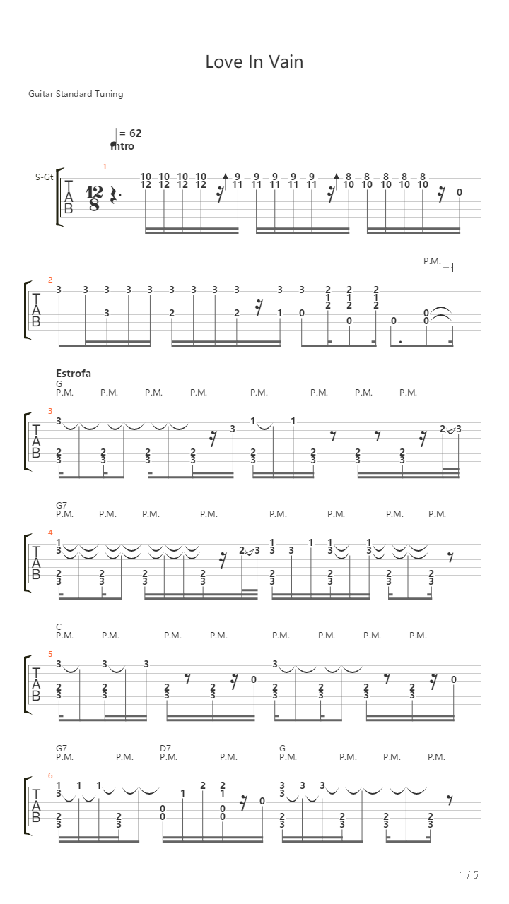 Love In Vain吉他谱