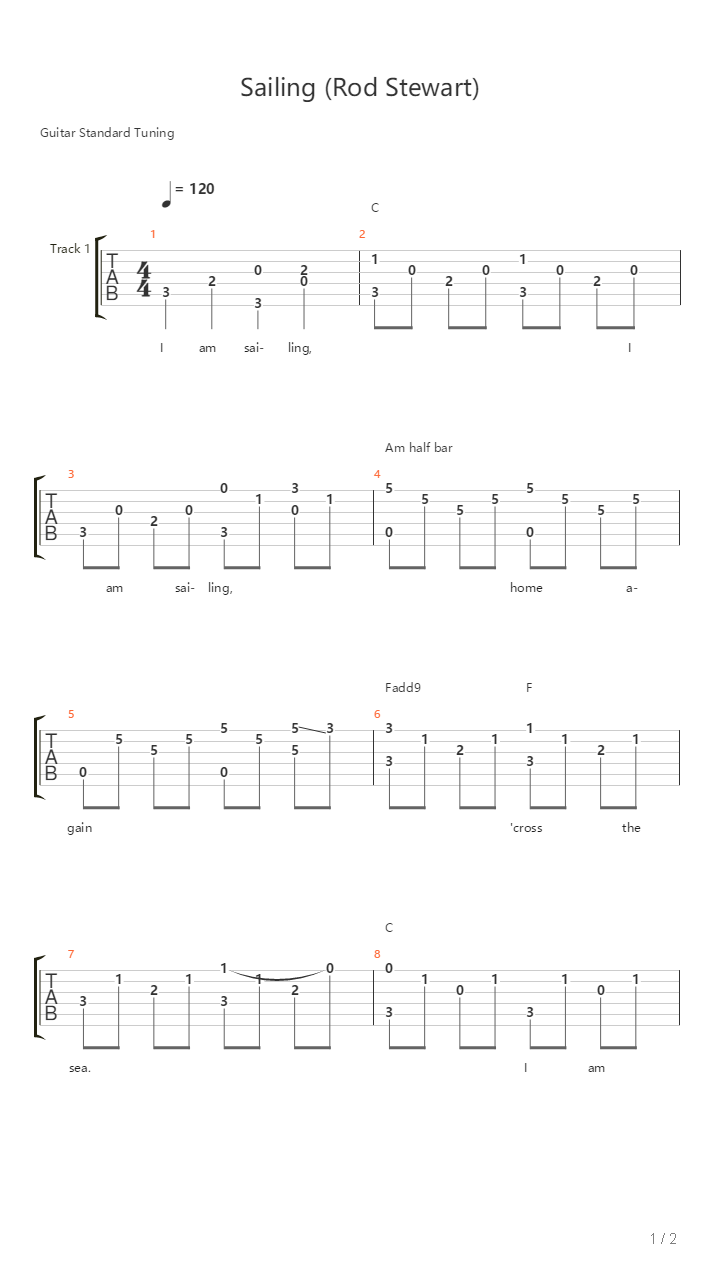 Sailing吉他谱