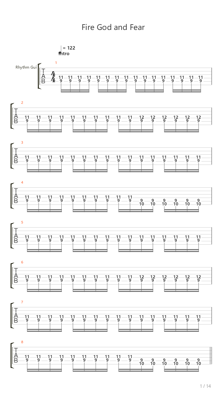 Fire God And Fear吉他谱