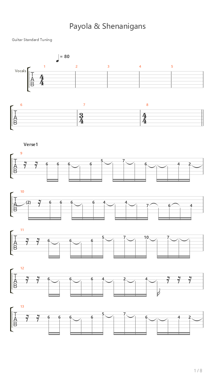 Payola And Shenanigans吉他谱