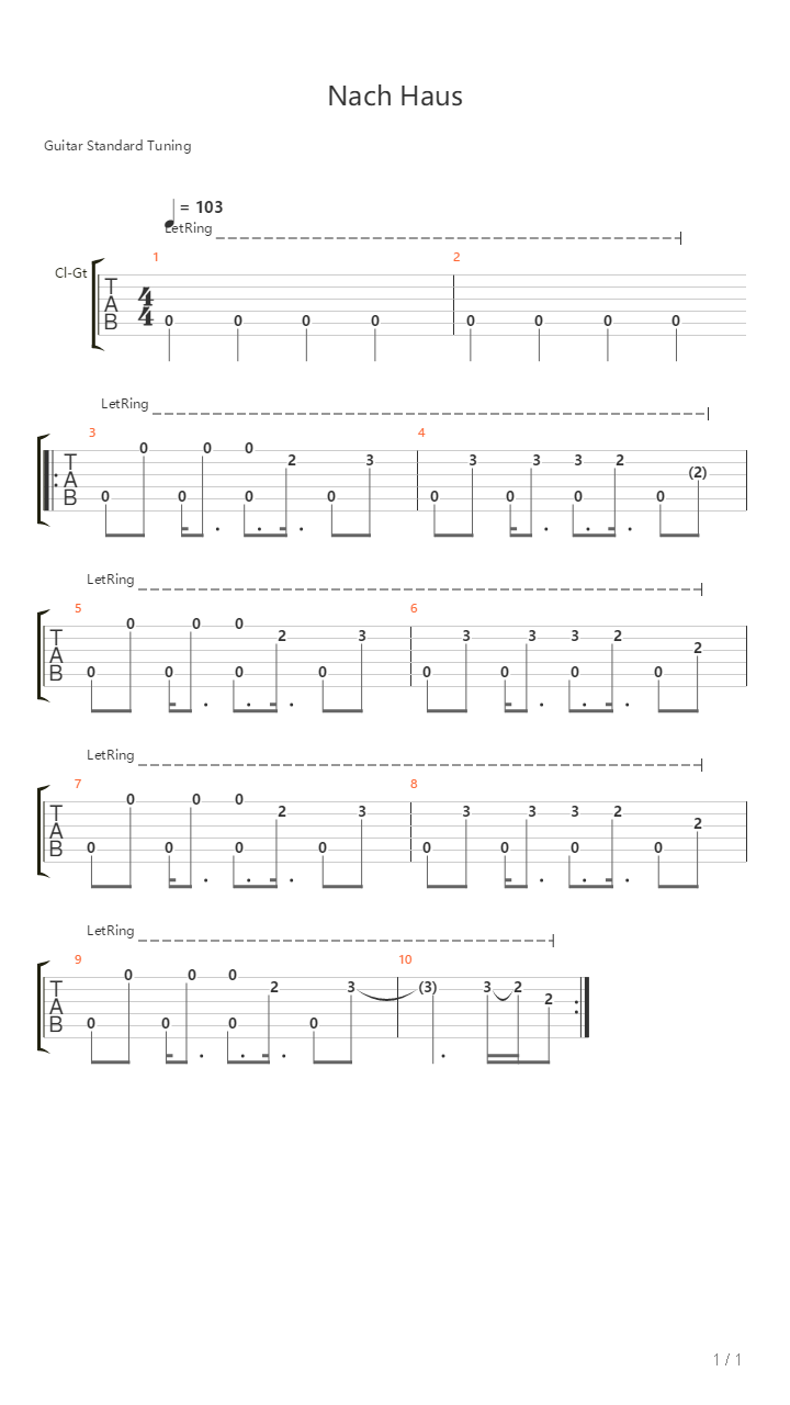 Nach Haus吉他谱