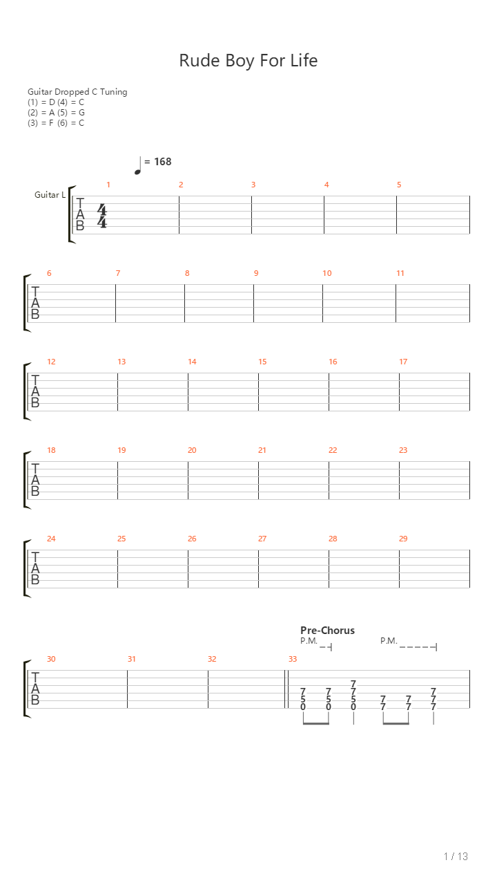 Rude Boy For Life吉他谱