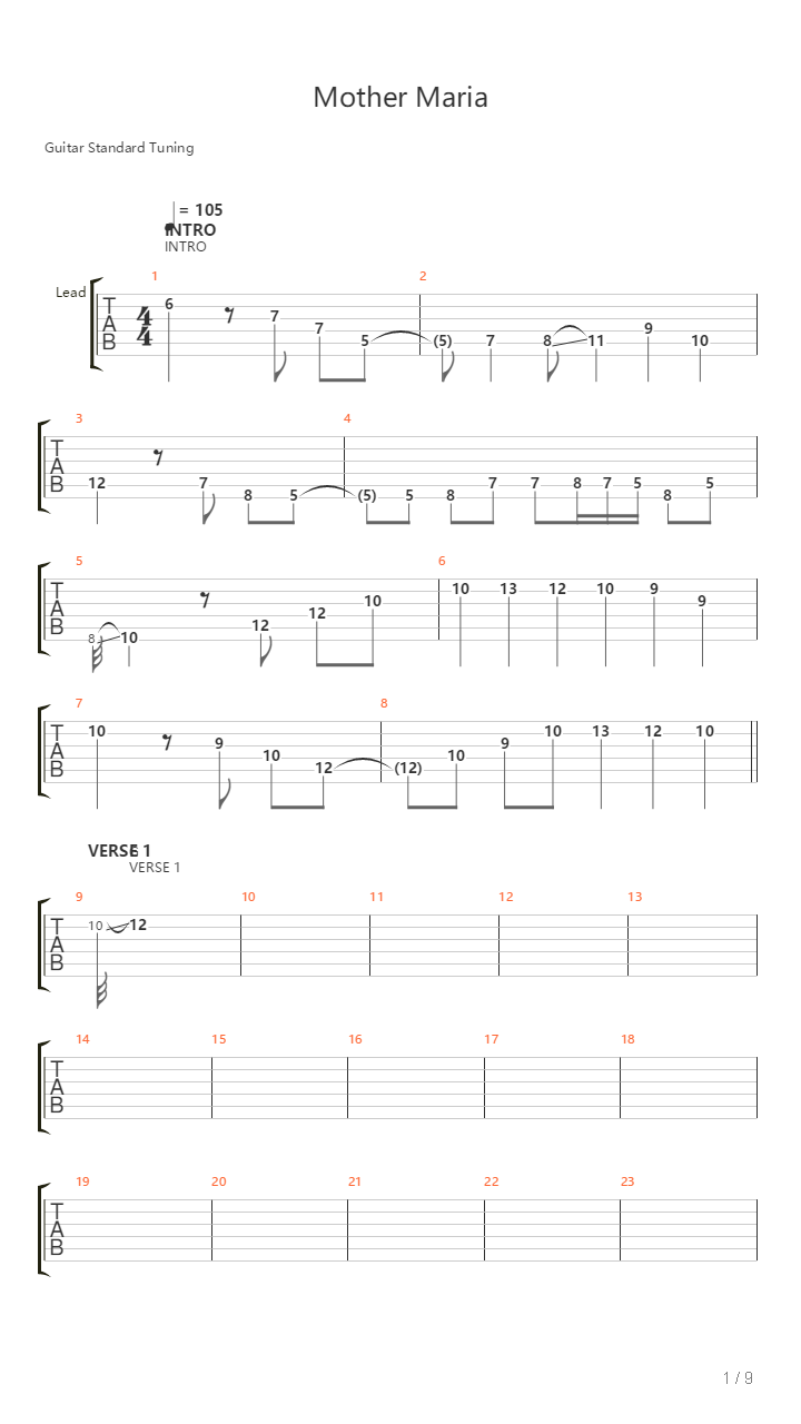 Mother Maria吉他谱