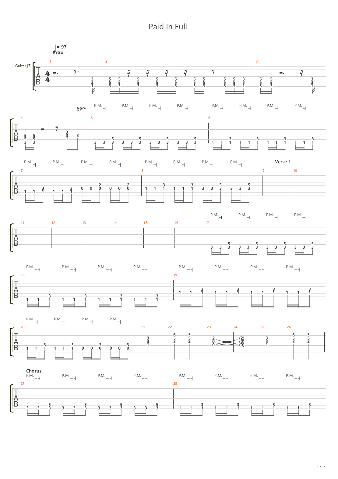 Paid In Full吉他谱