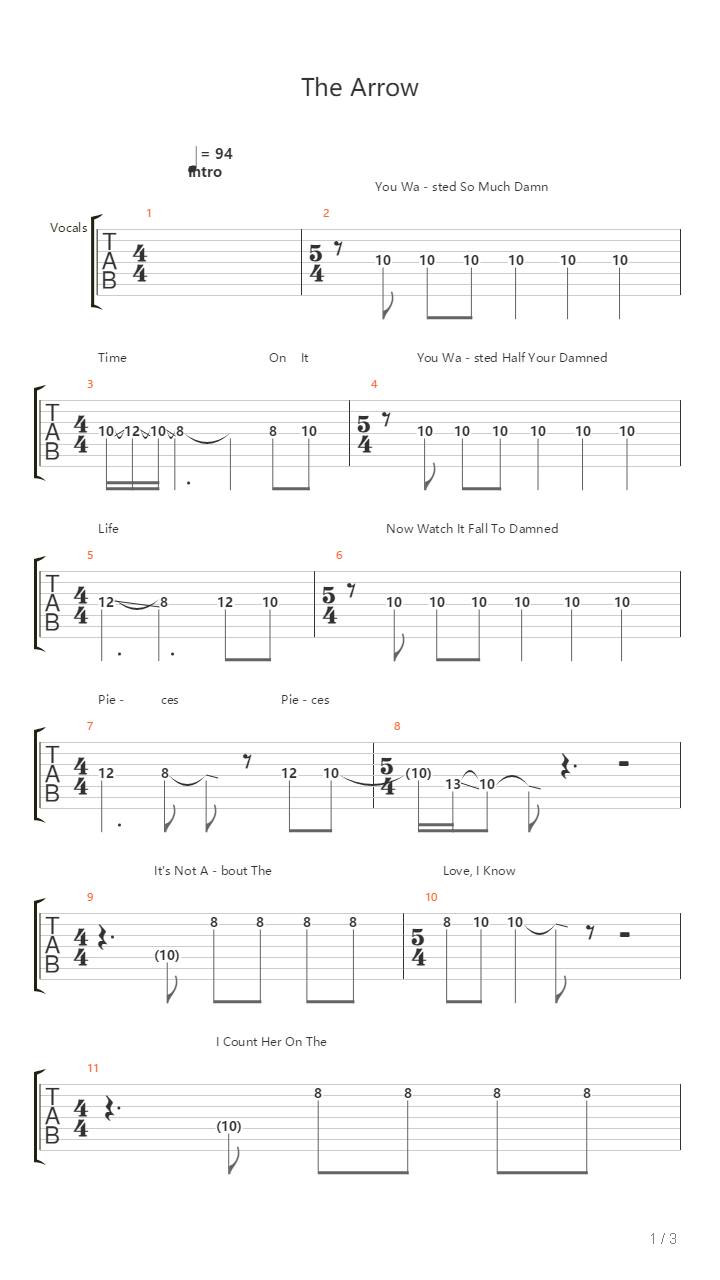 The Arrow吉他谱