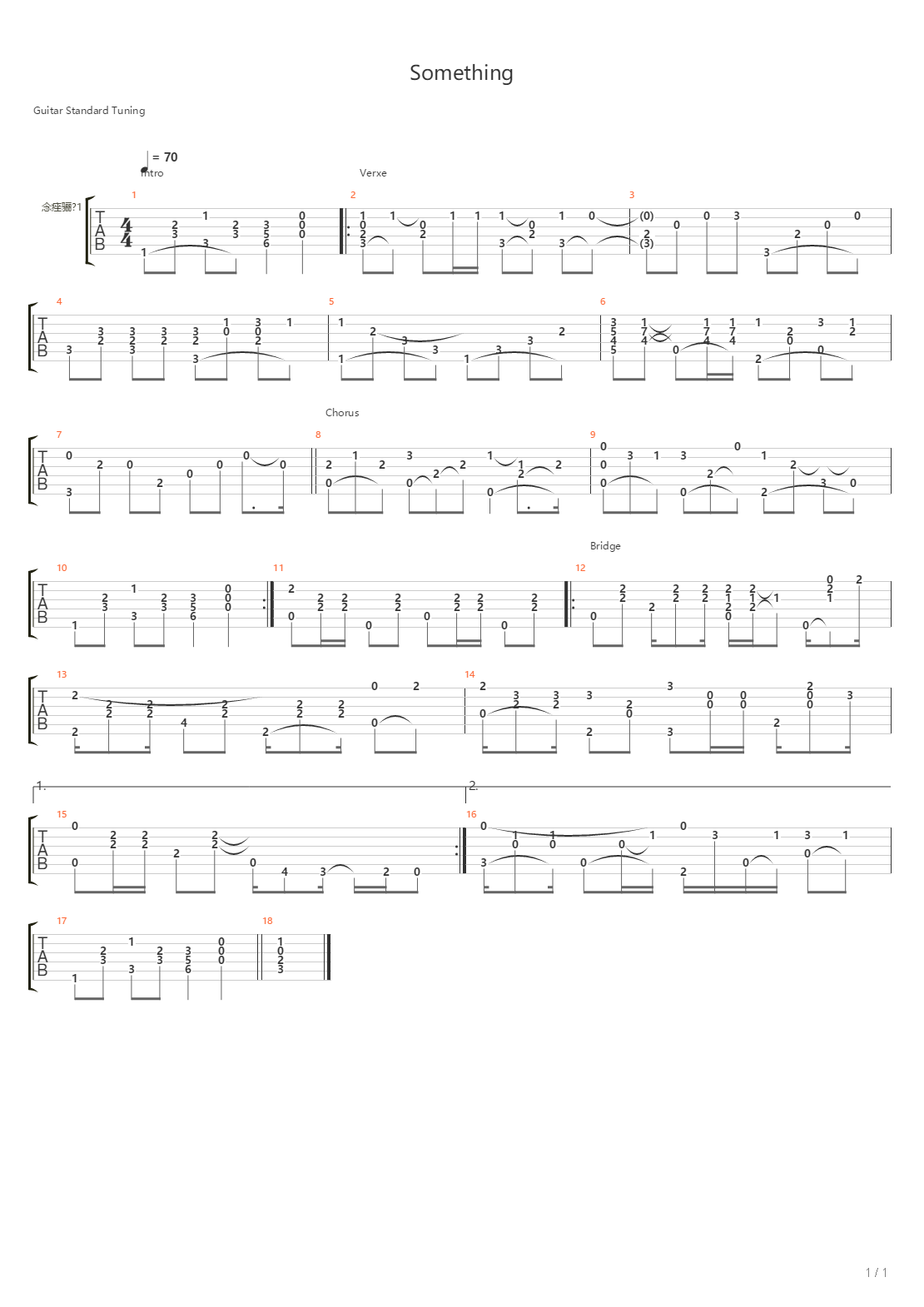 Something吉他谱