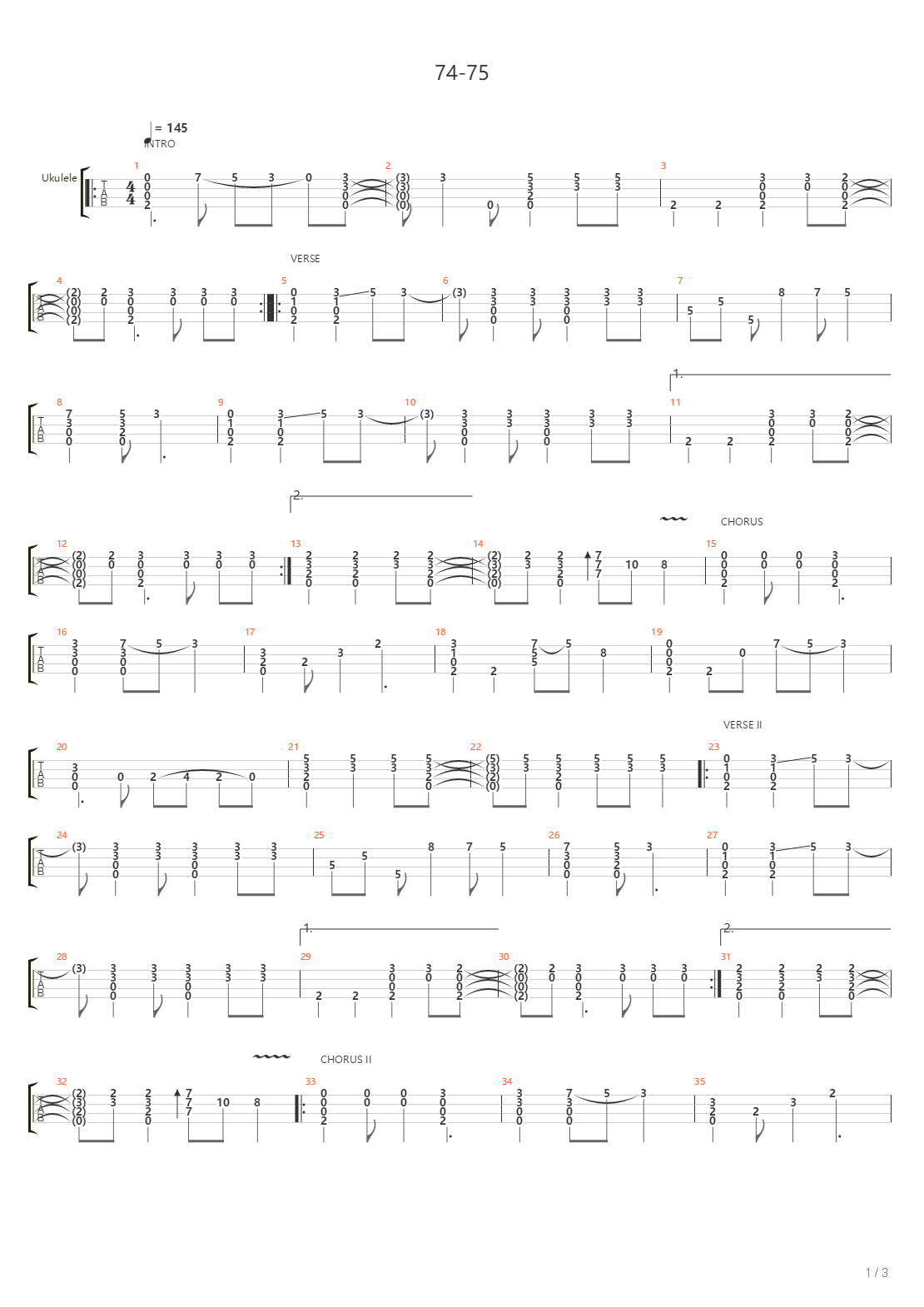 74-75吉他谱