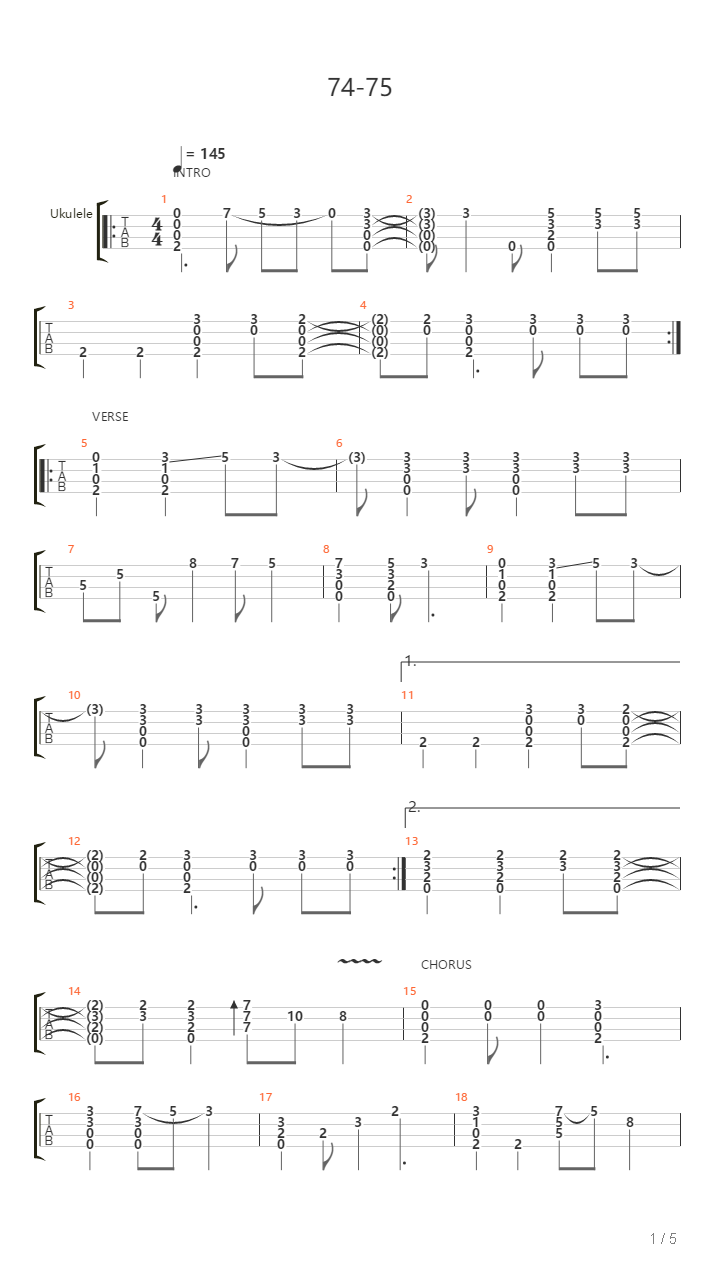 74-75吉他谱