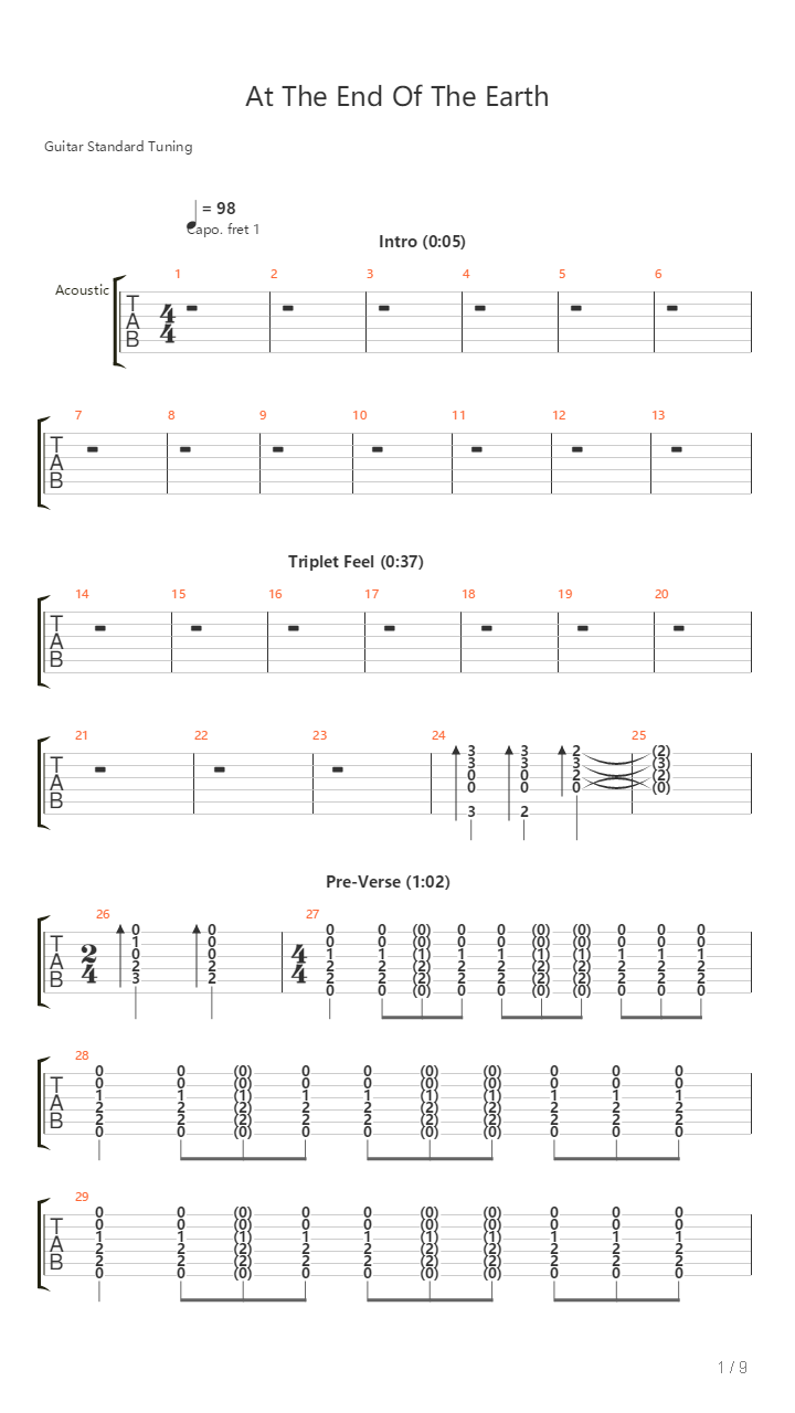 At The End Of The Earth吉他谱