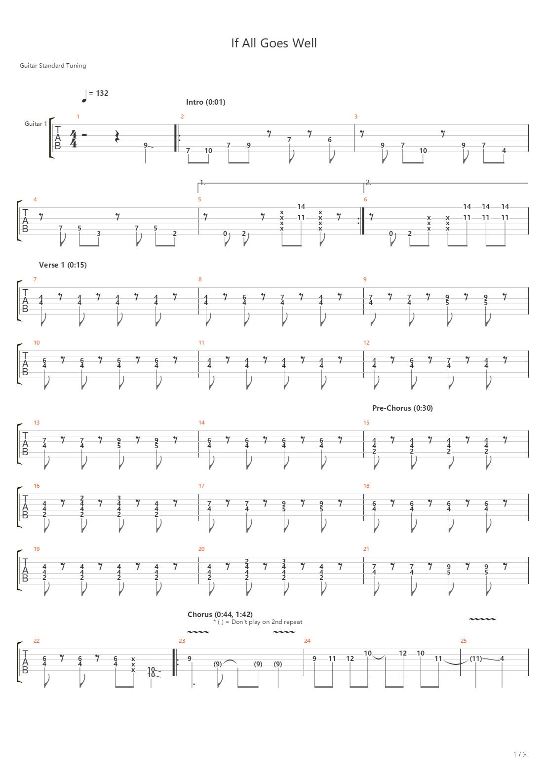 If All Goes Well吉他谱