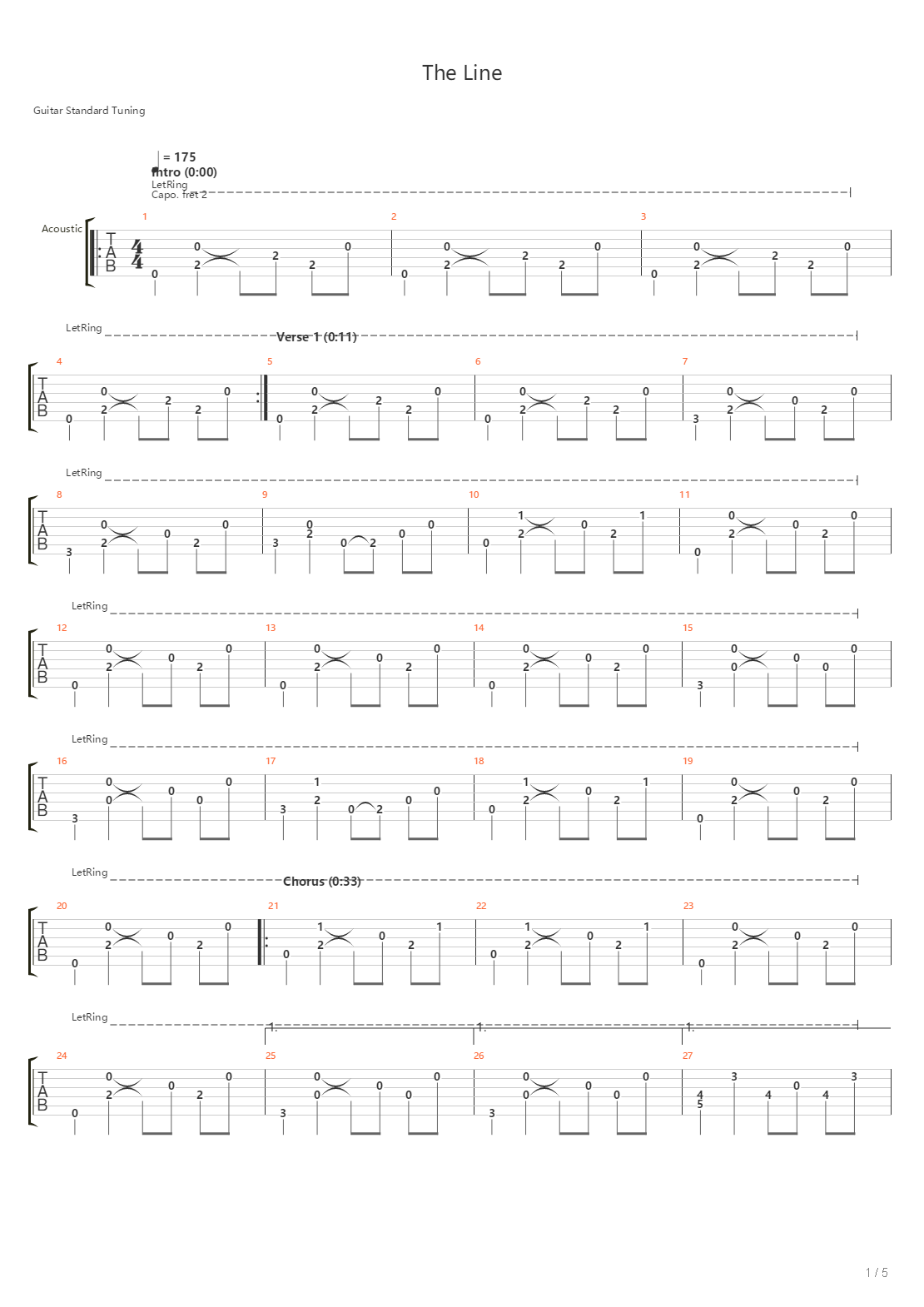 The Line吉他谱