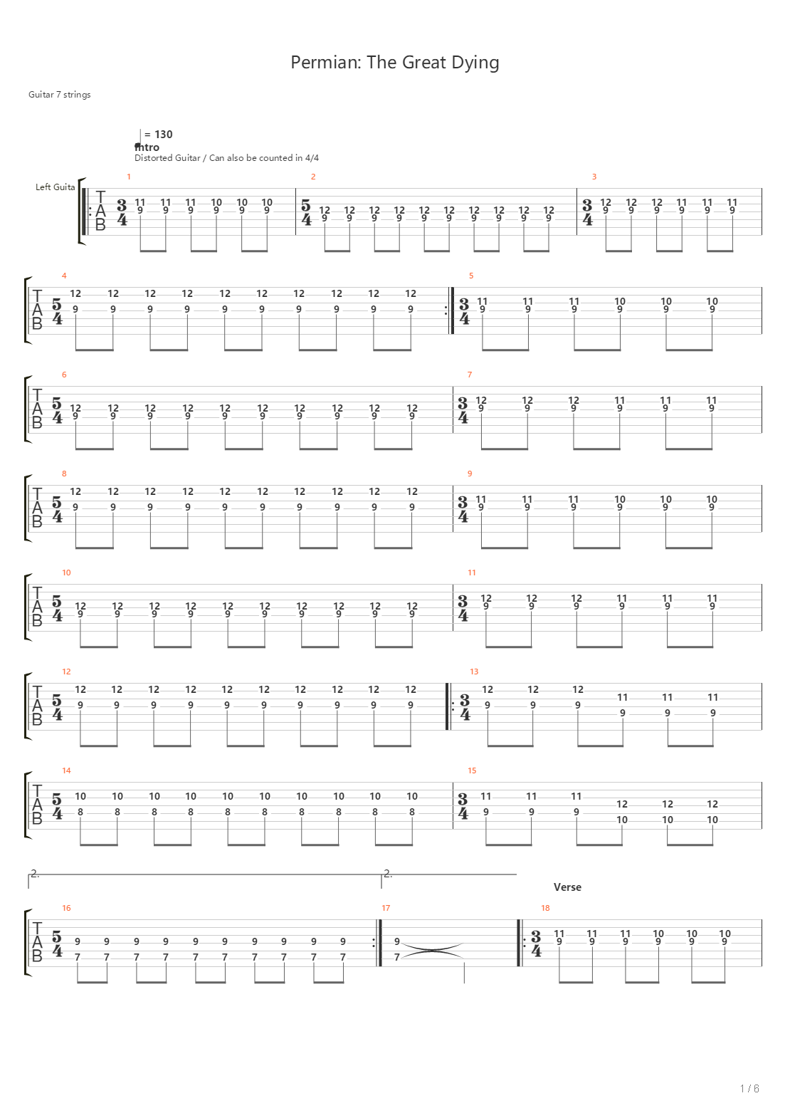 Permian The Great Dying吉他谱