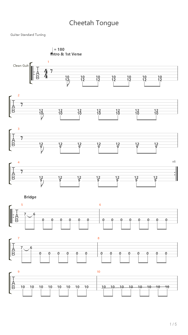 Cheetah Tongue吉他谱
