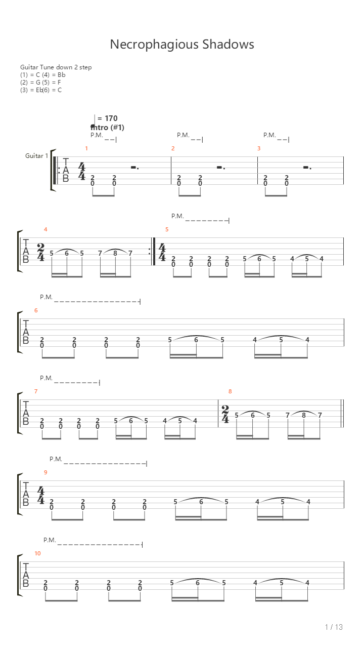Necrophagious Shadows吉他谱