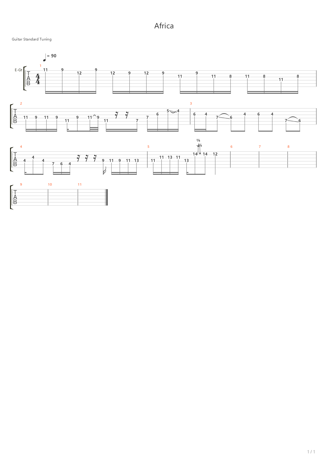 Africa吉他谱