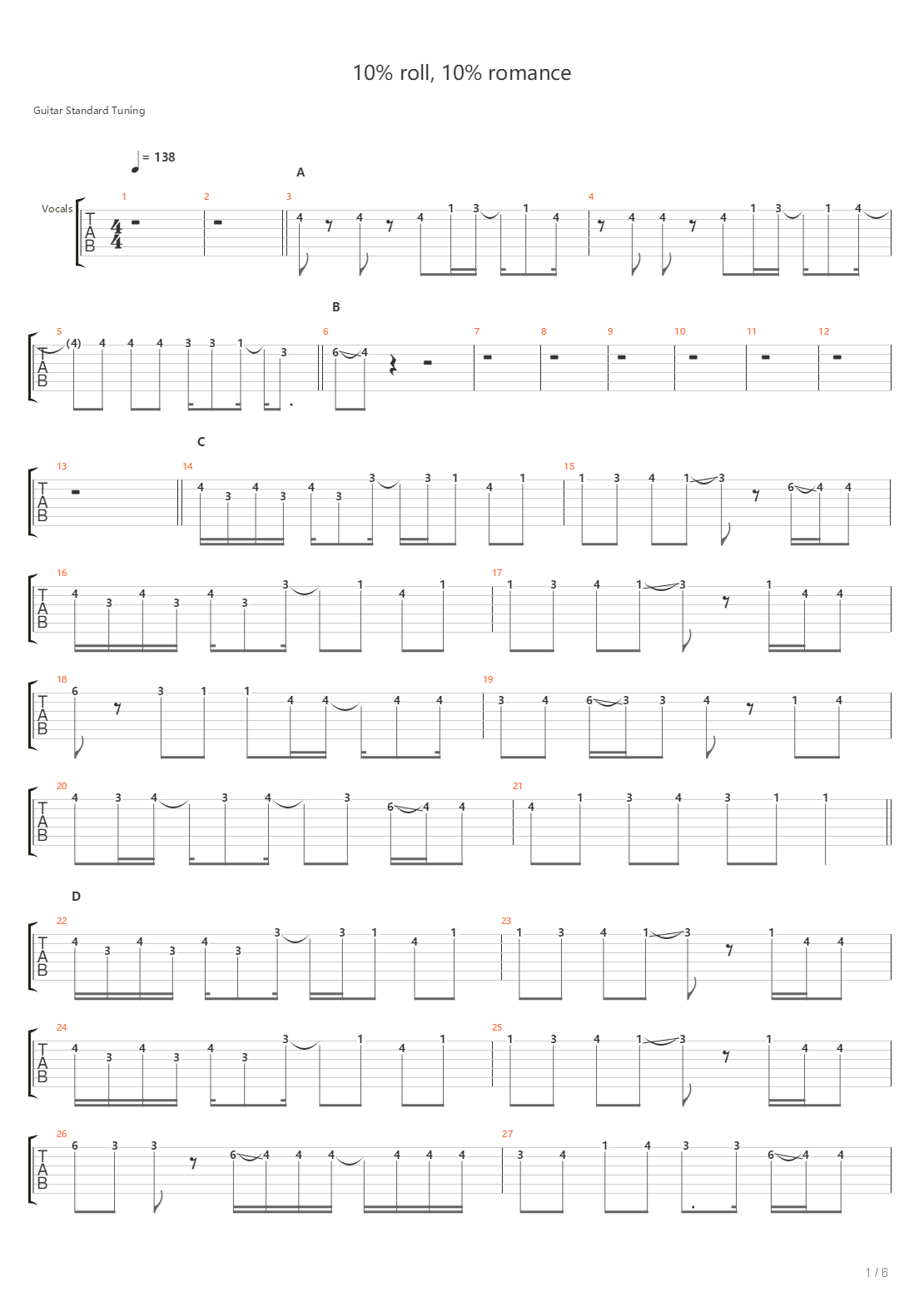 10 Roll 10 Romance吉他谱