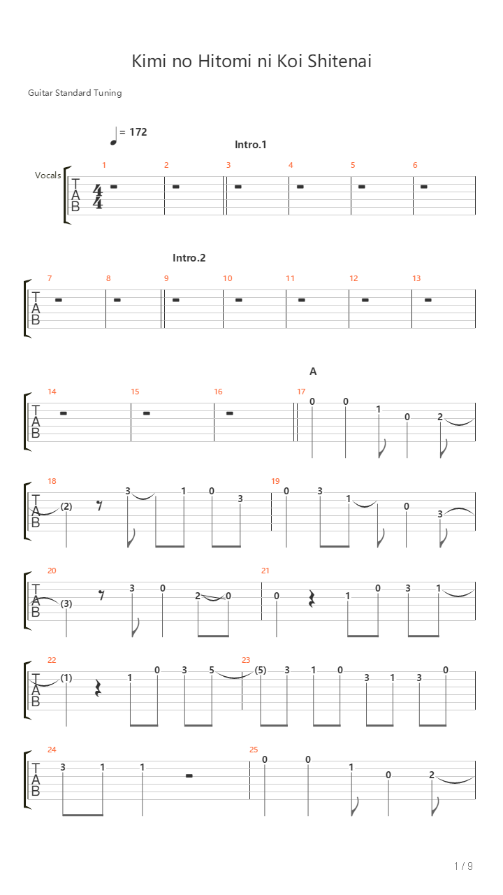 Kimi No Hitomi Ni Koi Shitenai吉他谱