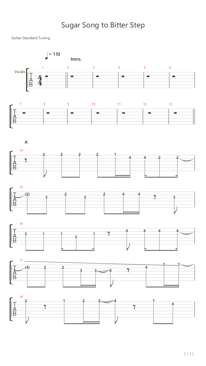 Sugar Song To Bitter Step吉他谱