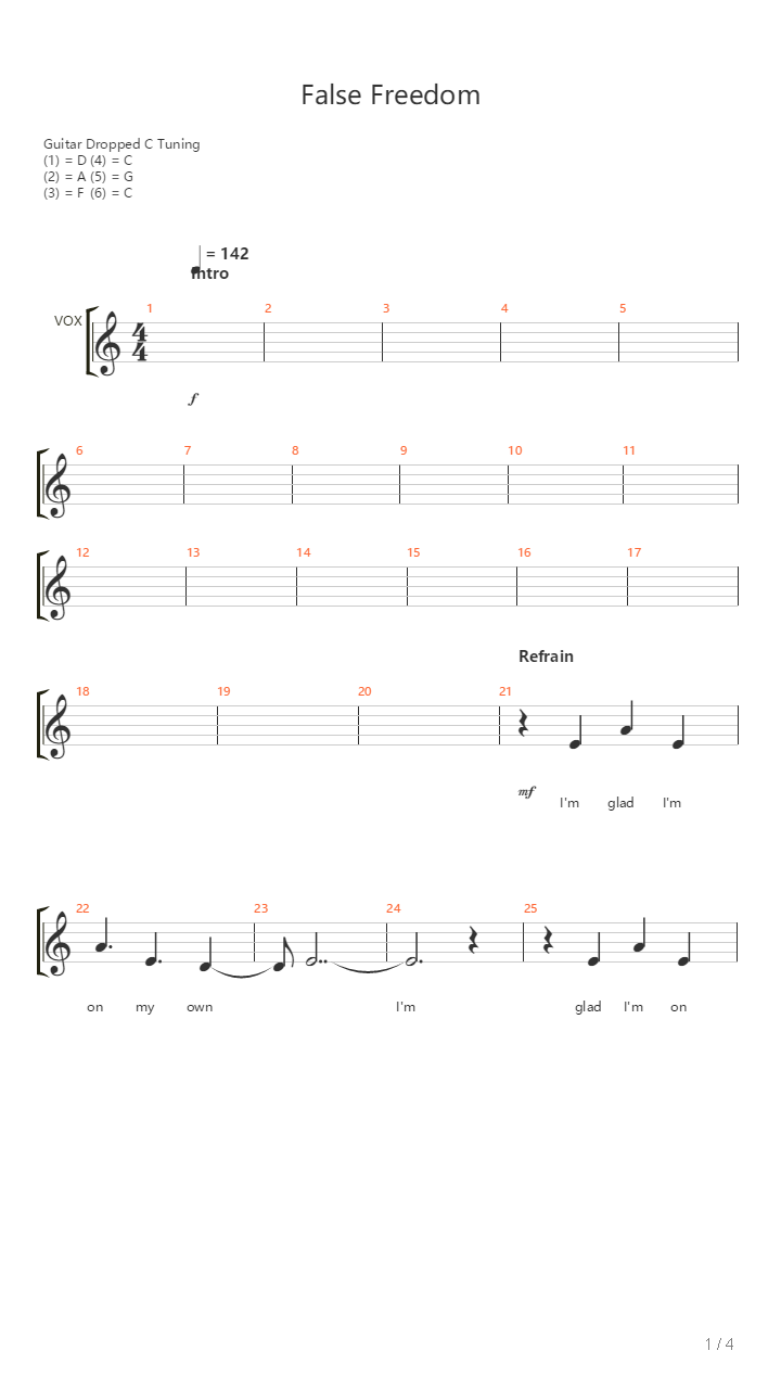 False Freedom吉他谱