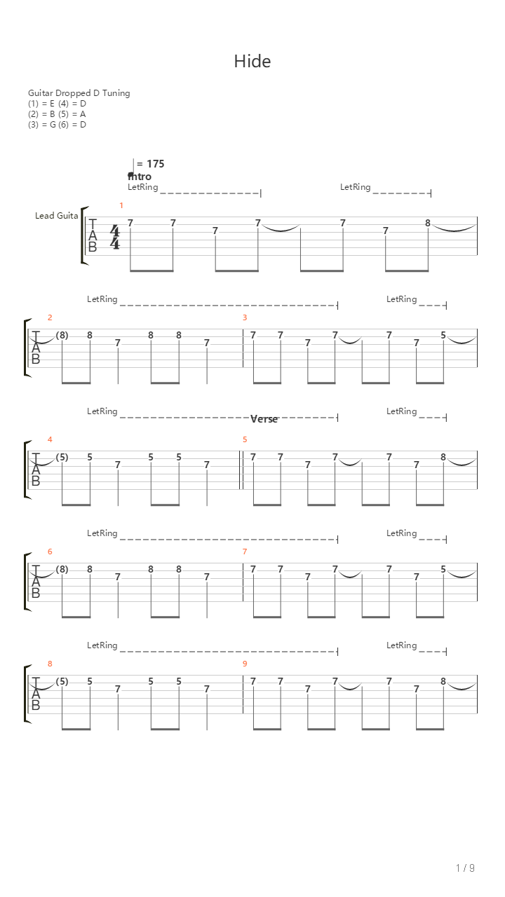 Hide吉他谱
