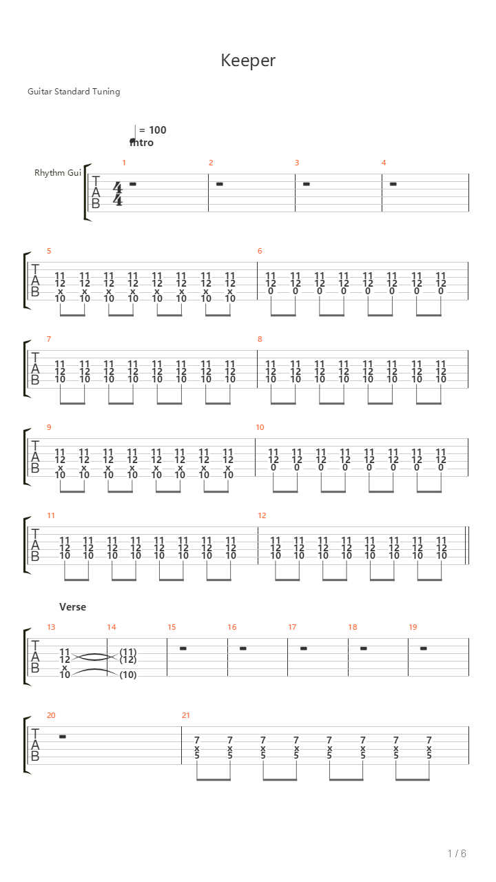 Keeper吉他谱