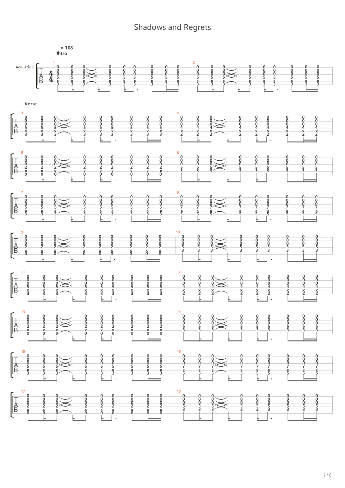 Shadows And Regrets吉他谱
