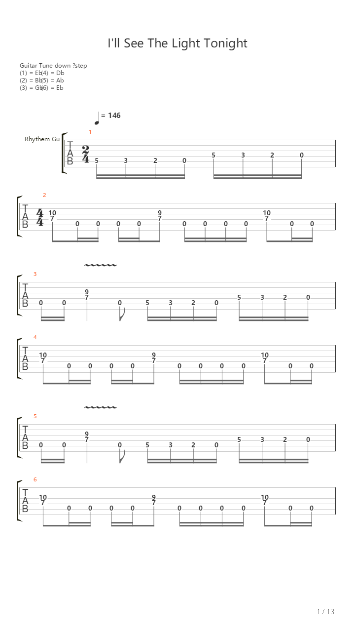 Ill See The Light Tonight吉他谱