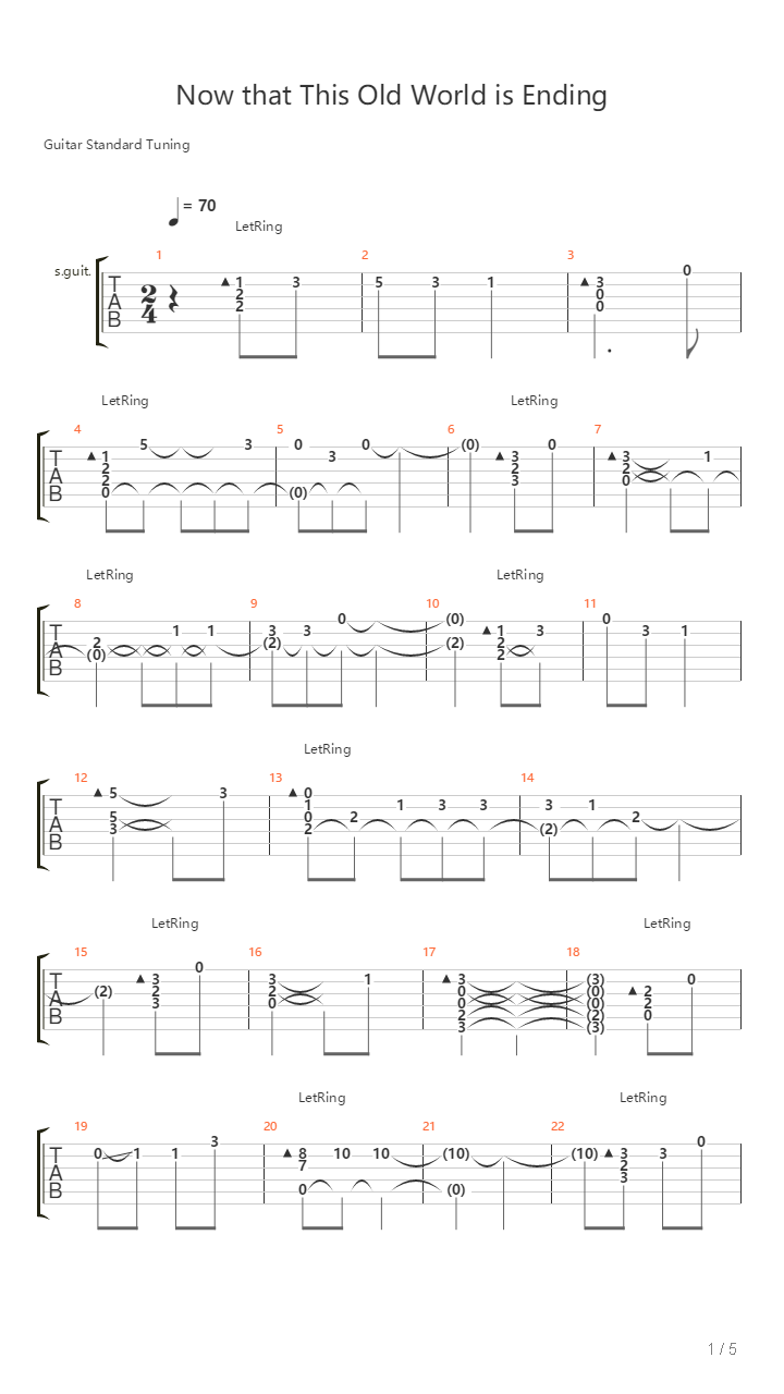 孤岛惊魂5登录界面主题曲 - Now that the old world is ending吉他谱