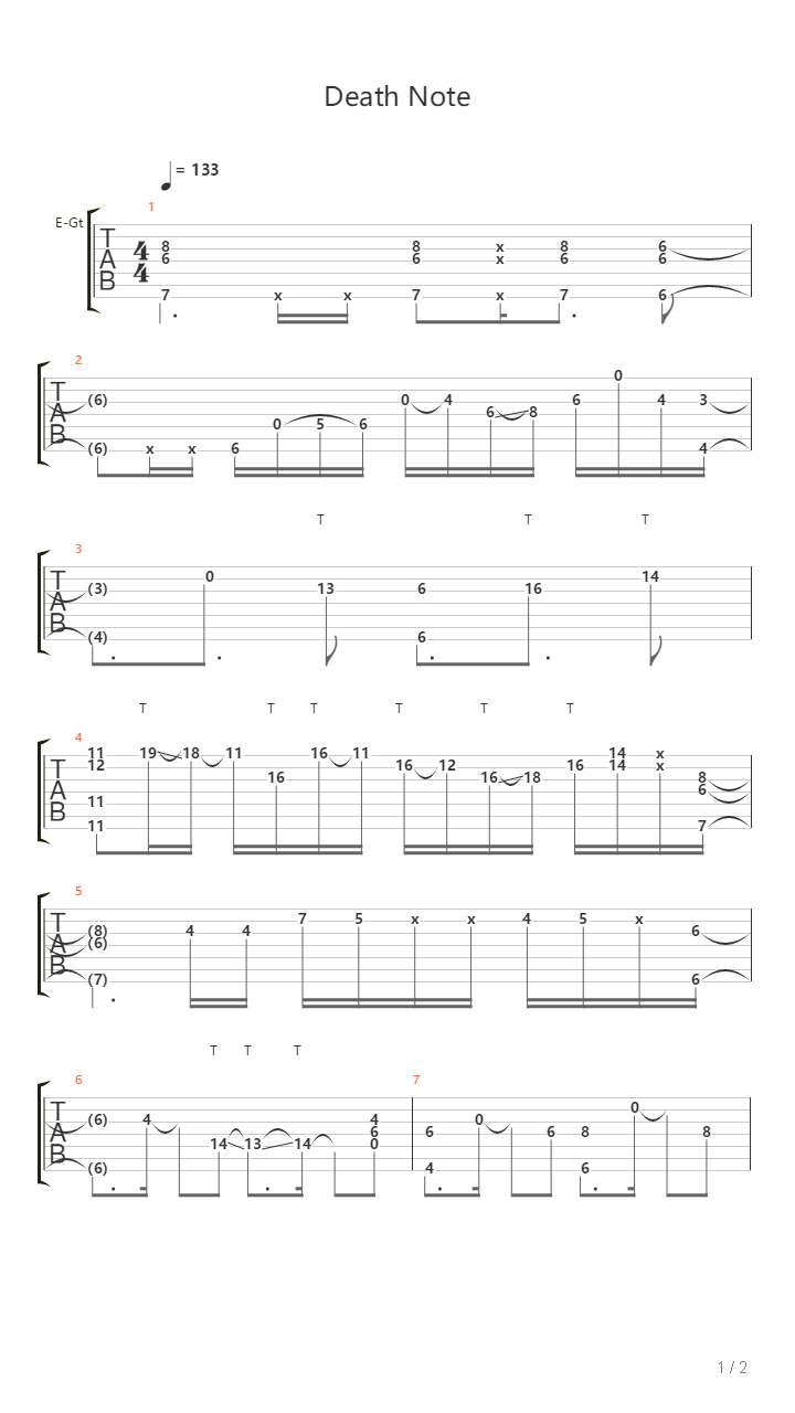 Death Note吉他谱