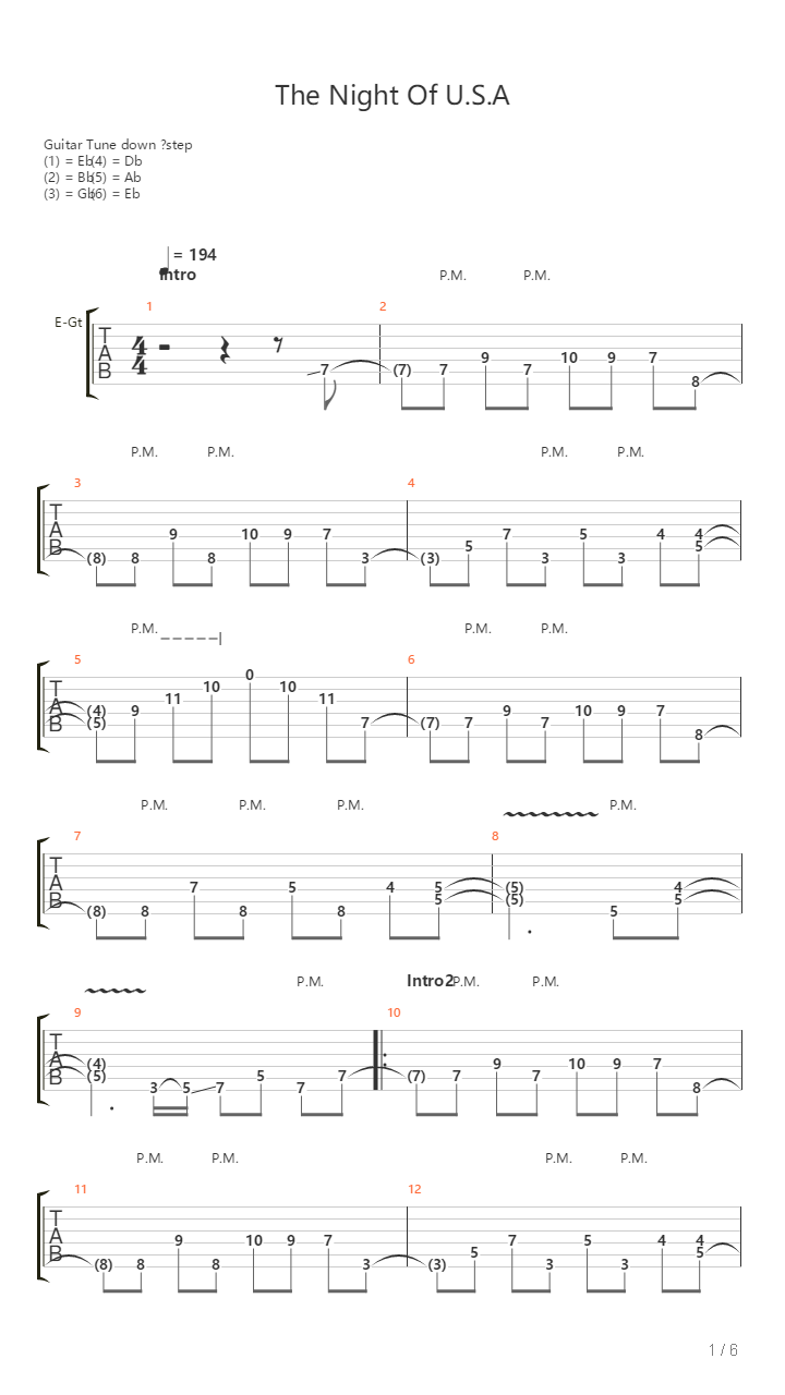 The Night Of U.S.A吉他谱
