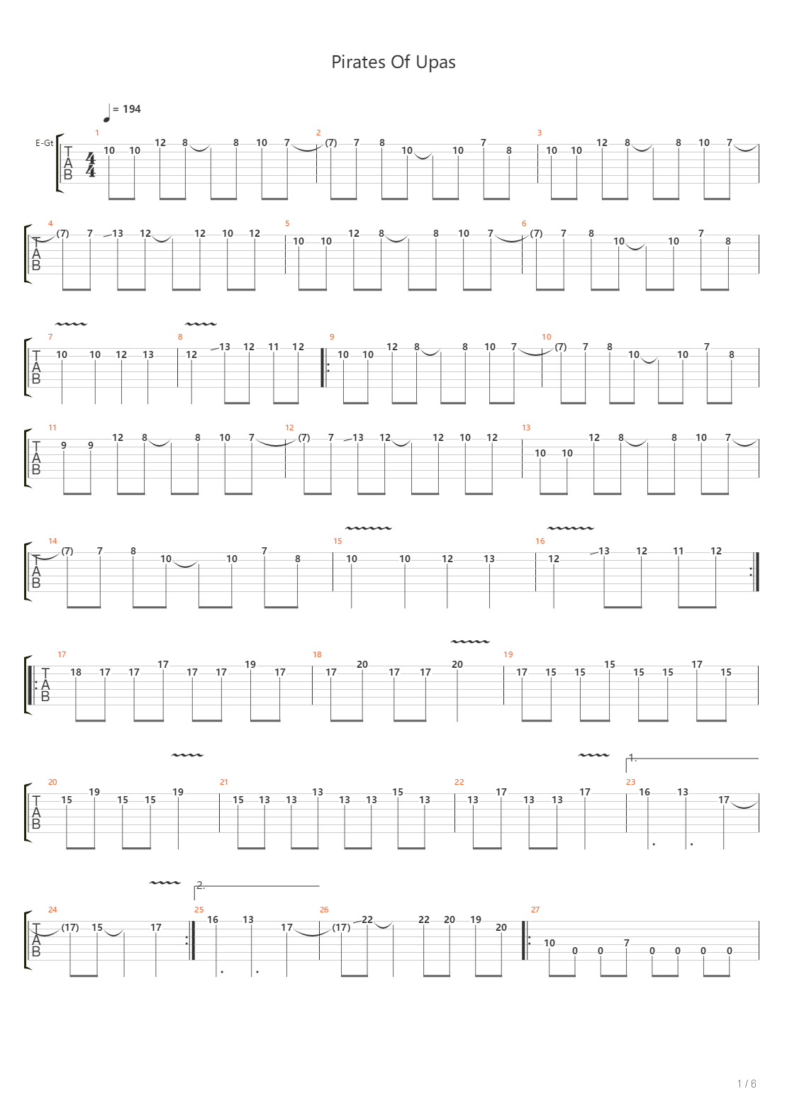 Pirates Of Upas吉他谱