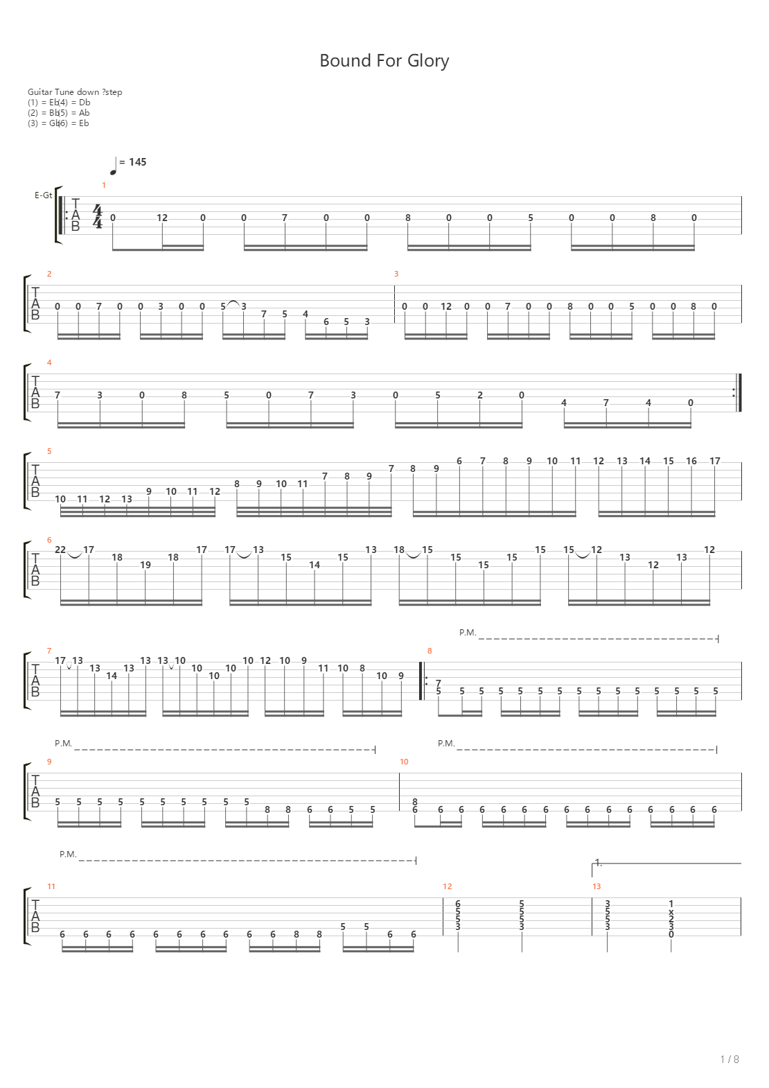 Bound For Glory吉他谱