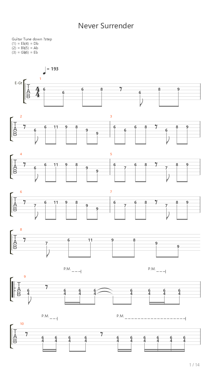Never Surrender吉他谱