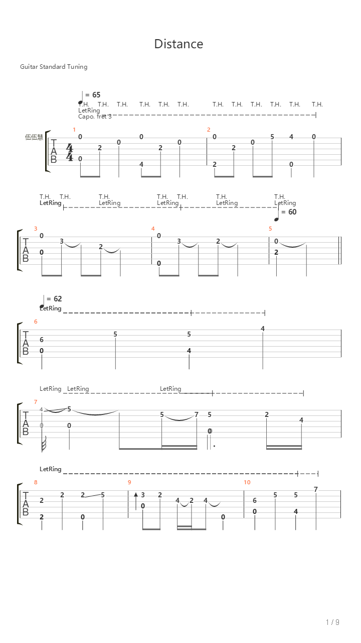 Distance 精编版吉他谱