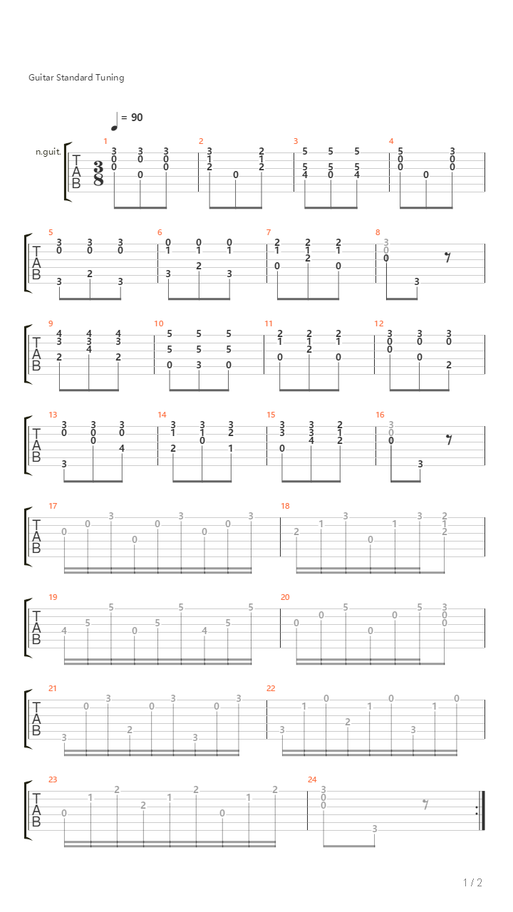 阿瓜多练习曲1-3吉他谱