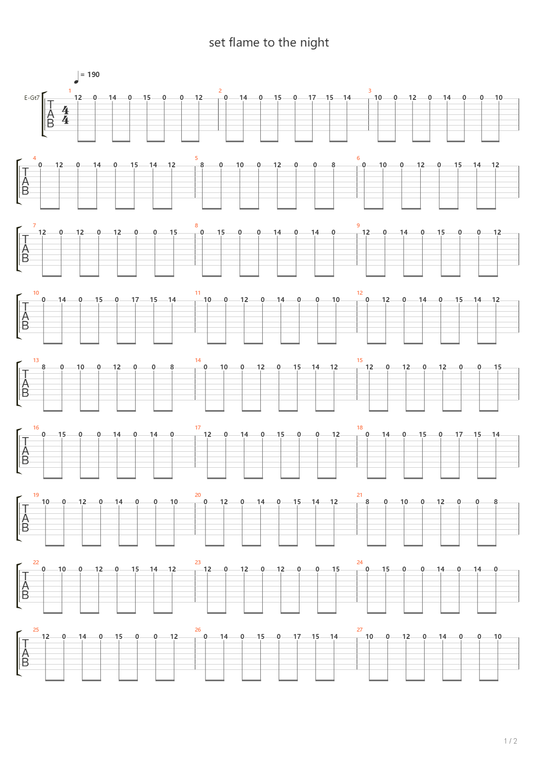 Set Flame To The Night吉他谱