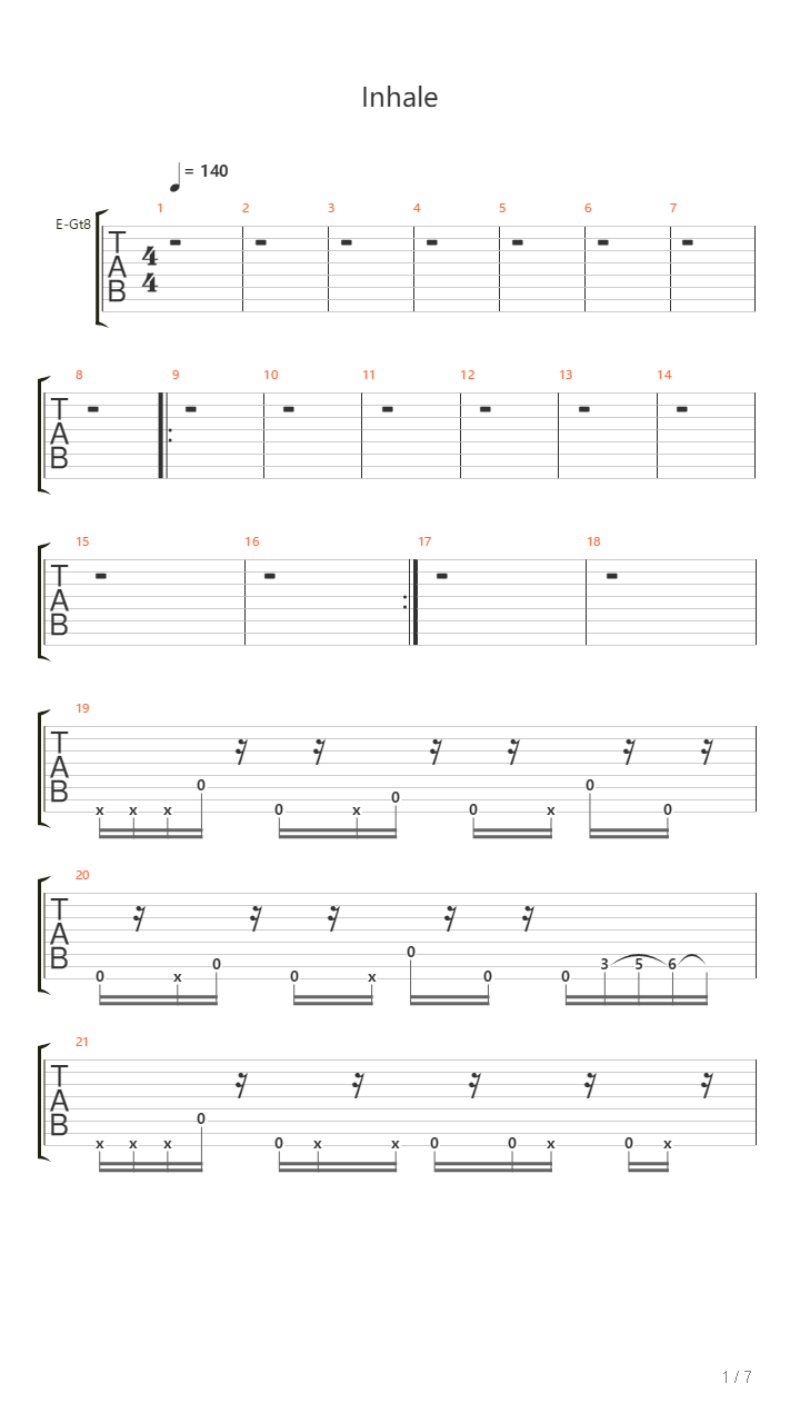 Inhale吉他谱
