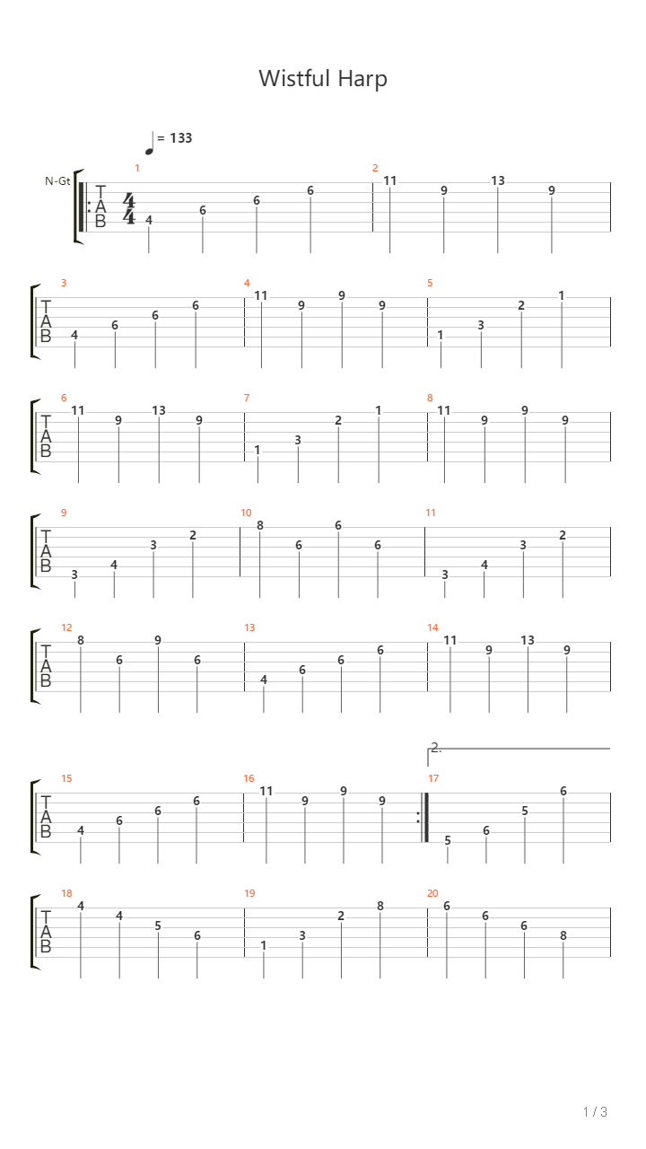 Wistful Harp吉他谱