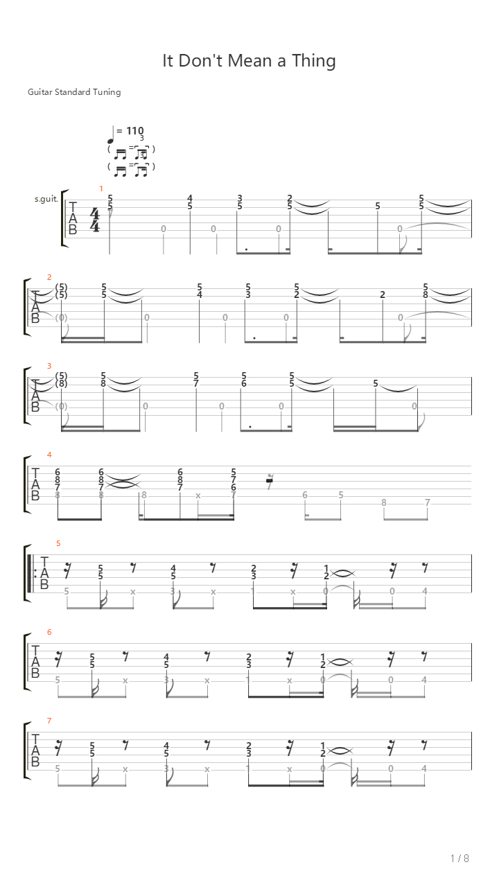 It Don't Mean a Thing (不意一物)吉他谱
