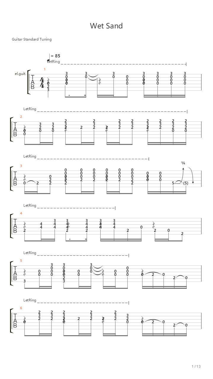 Wet Sand吉他谱