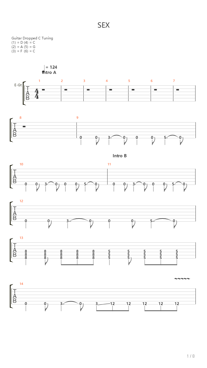 Sex吉他谱