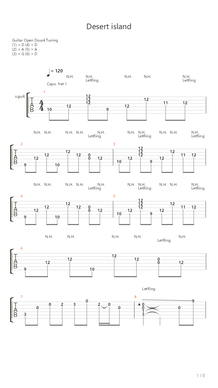 Desert island吉他谱