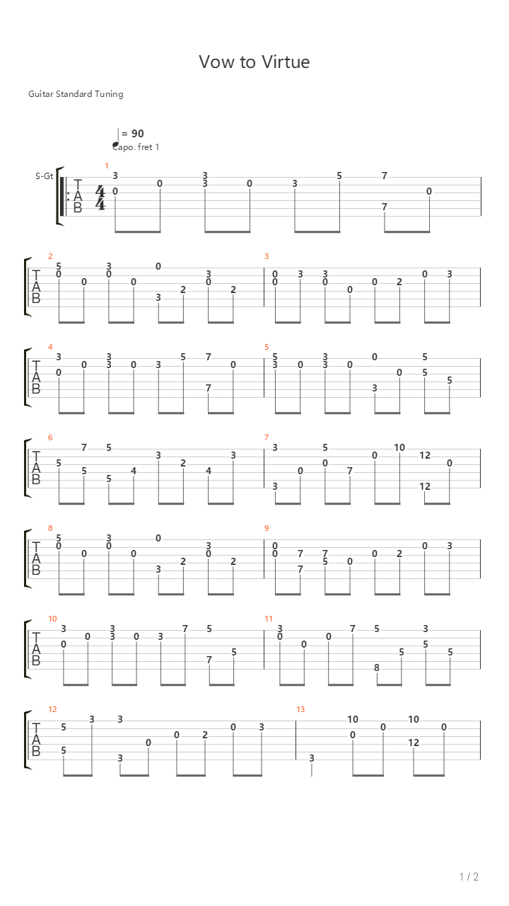 Vow to Virtue吉他谱