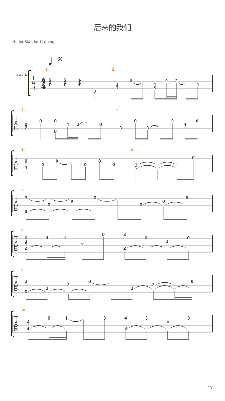 后来的我们吉他谱